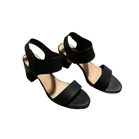 Soda WAIT-AS Women's Black Size 10 Block Heel Sandals Open Toe Adjustable Strap - Picture 1 of 11